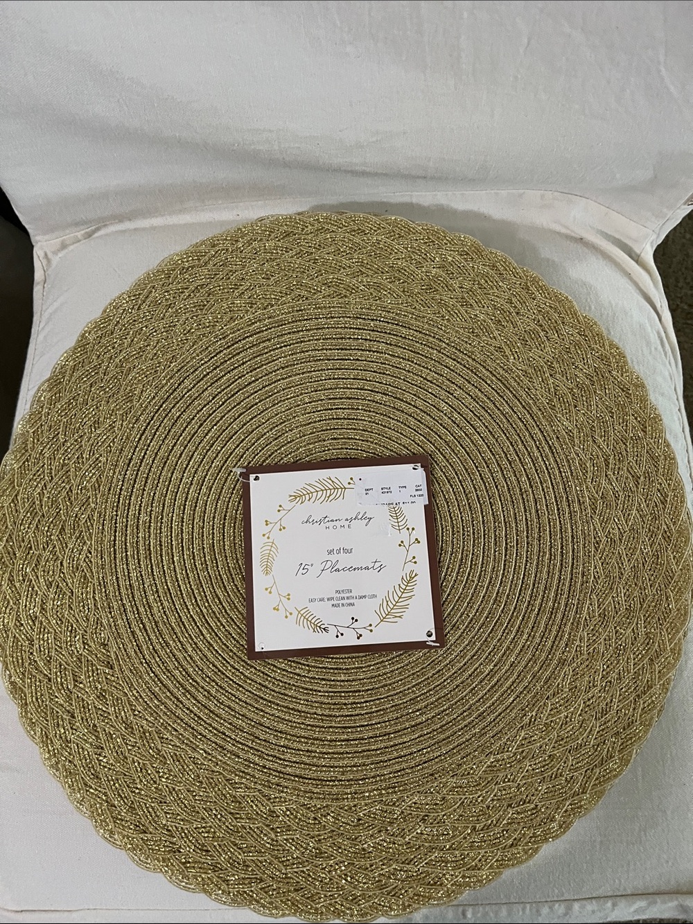 Gold Braided Round Placemats - Set of Four